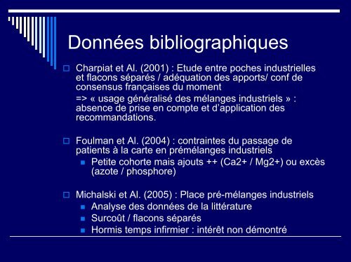 Quelle place aujourd'hui pour les poches de nutrition ... - ADIPh