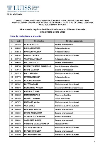 1 Graduatoria degli studenti iscritti ad un corso di laurea triennale e ...