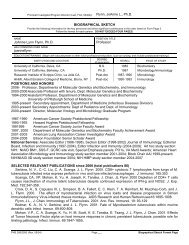 Biographical Sketch Format Page - PSTP - University of Pittsburgh