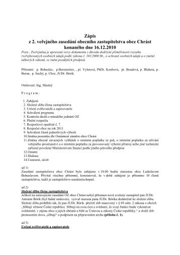 zÃ¡pis 2-2010 - verze na www - Obec ChrÃ¡st