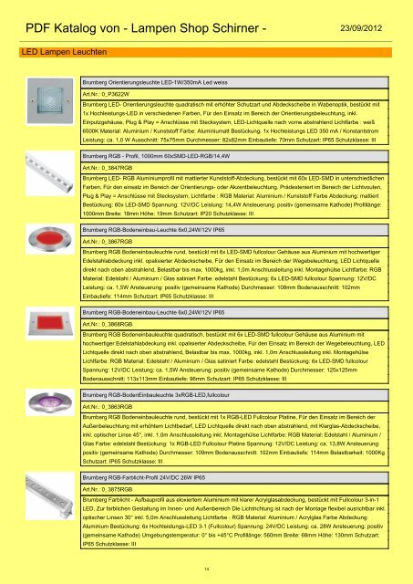 PDF Katalog von - Lampen Shop Schirner -