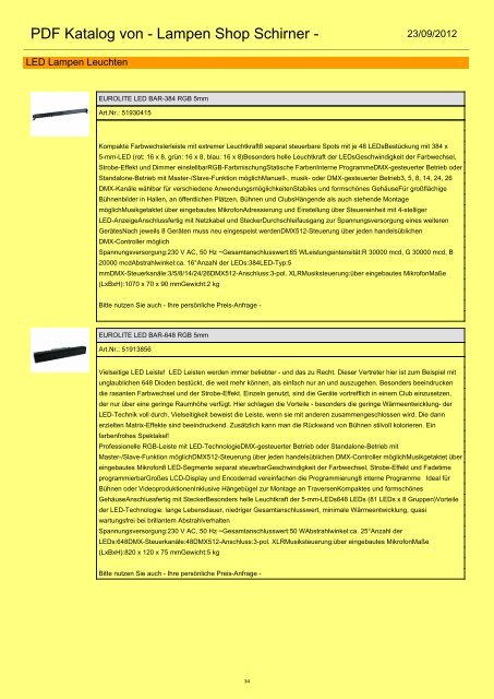 PDF Katalog von - Lampen Shop Schirner -