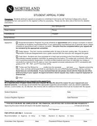 Student Appeal form - Northland Community & Technical College