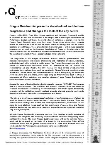 Architecture at the PQ press release - Prague Quadrennial