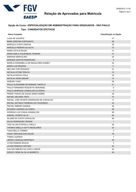 RelaÃ§Ã£o de Aprovados para MatrÃ­cula