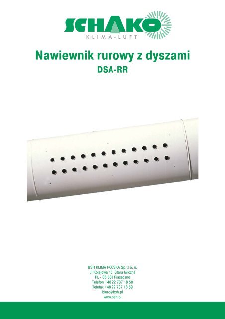 Nawiewnik rurowy z dyszami - BSH - KLIMA POLSKA Sp. z o.o.