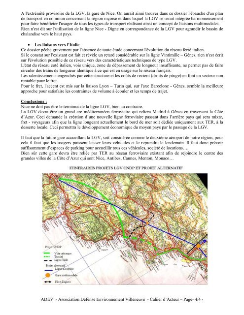 CAHIER D'ACTEUR Projet LGV PACA - ADEV