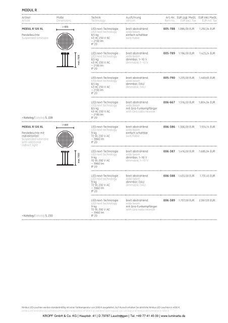 Preisliste Deutschland – LED Leuchten Price list ... - Luminarte