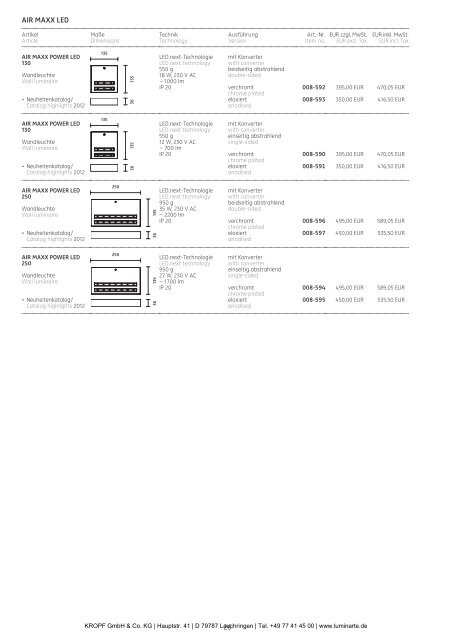 Preisliste Deutschland – LED Leuchten Price list ... - Luminarte