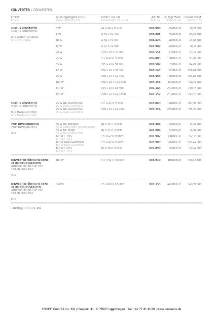 Preisliste Deutschland – LED Leuchten Price list ... - Luminarte