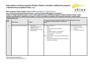 Popis obsahu a struktury programu (PÅÃ­loha k Å½Ã¡dosti o ... - IPMA