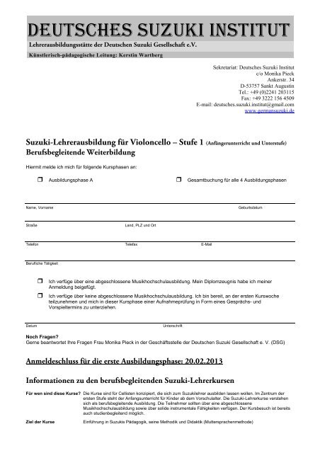 Anmeldeformulare & Informationen - Germansuzuki.de