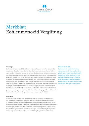 Merkblatt Kohlenmonoxid-Vergiftung - Lunge Zürich