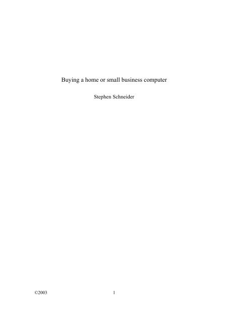 Buying a home or small business computer - Admboard.org