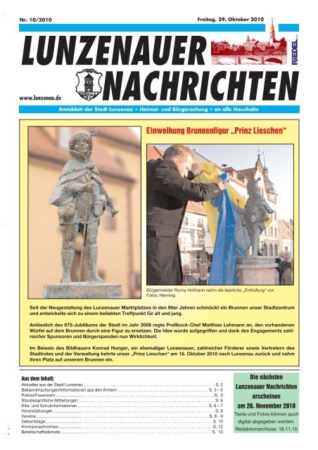 Einweihung Brunnenfigur „Prinz Lieschen“ - Lunzenau