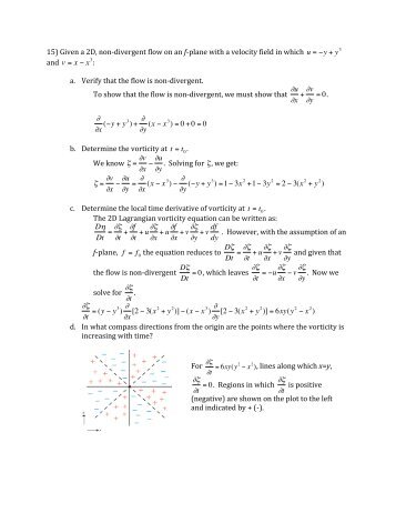 15) Given a 2D, non-âdivergent flow on an f-âplane with a velocity fiel