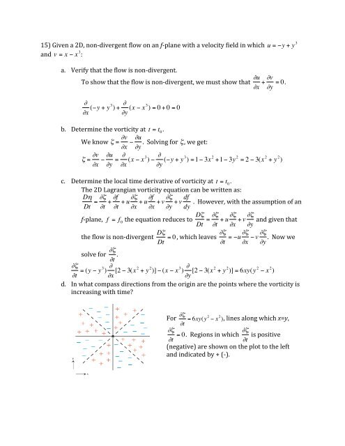 15) Given a 2D, non-âdivergent flow on an f-âplane with a velocity fiel