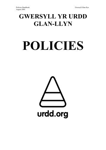 Policies - Urdd Gobaith Cymru