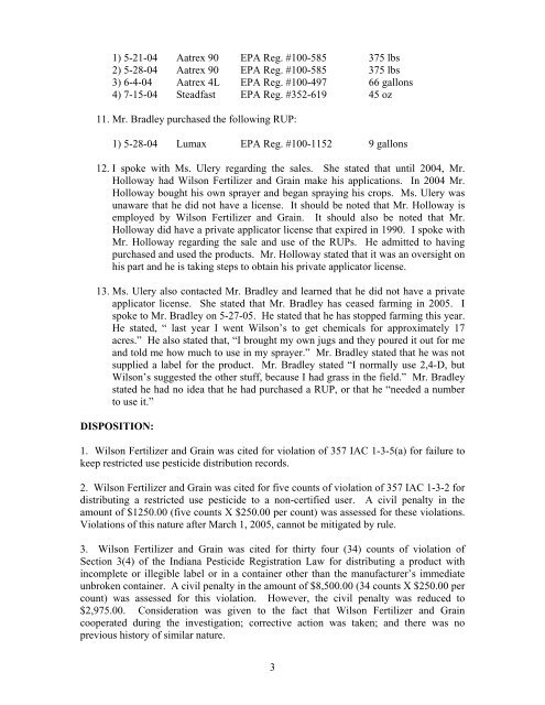 CASE SUMMARY - Office of Indiana State Chemist