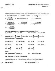 Algebra 2 / Trig > Double Angle and Half-Angle Identities