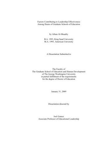 Factors Contributing to Leadership Effectiveness Among Deans of ...