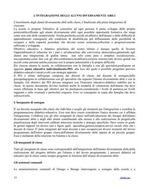 istituto comprensivo manzoni di ornago e burago pof as 2008-2009