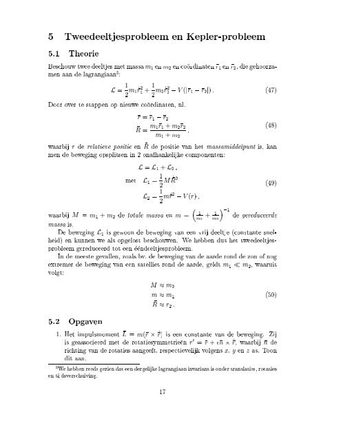 Oefeningen Mechanica 2de Kandidatuur Wiskunde-Natuurkunde ...