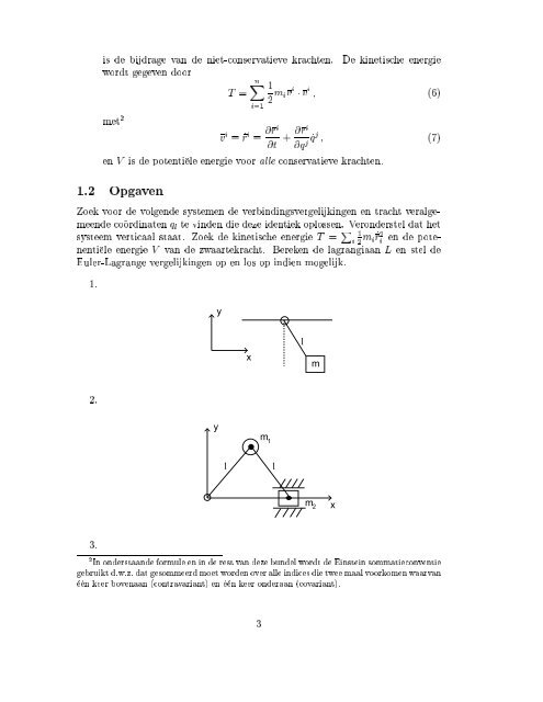 Oefeningen Mechanica 2de Kandidatuur Wiskunde-Natuurkunde ...