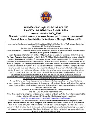 Prova di accesso al IÂ°anno del corso di laurea specialistica in ...