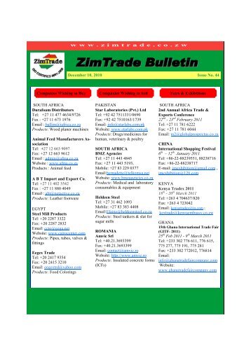 ZimTrade Bulletin 10 December 2010