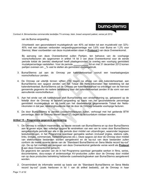 Model overeenkomst contract A – Commerciële ... - Buma/Stemra