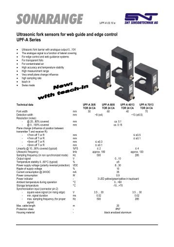 Ultrasonic fork sensors for web guide and edge control UPF-A Series