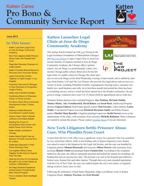 Pro Bono & Community Service Report