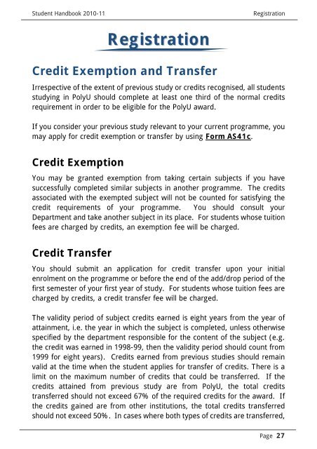 Credit Exemption and Transfer