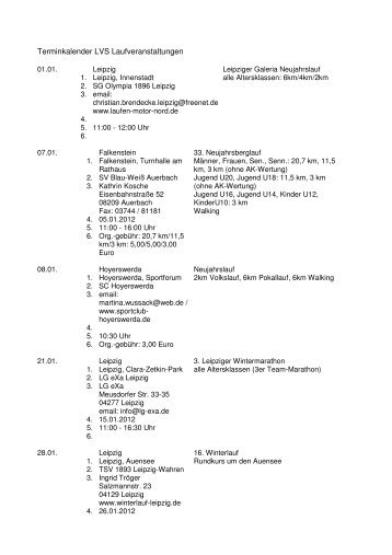 Terminkalender LVS Laufveranstaltungen - des Leichtathletik ...