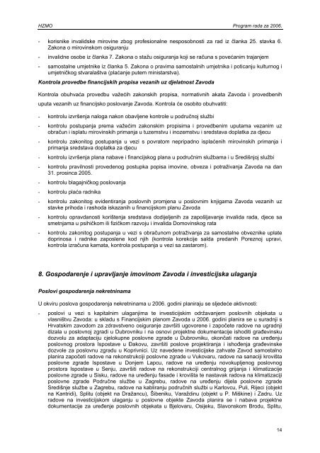 Program rada Hrvatskog zavoda za mirovinsko osiguranje za 2006.