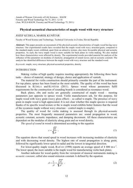 Physical-acoustical characteristics of maple wood with wavy structure