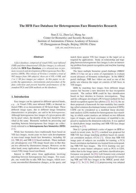 The HFB Face Database for Heterogeneous Face Biometrics ...