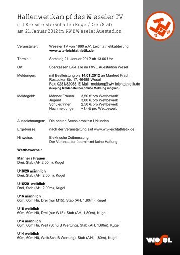 Hallenwettkampf des Weseler TV - Leichtathletik Kreis-Rhein-Lippe