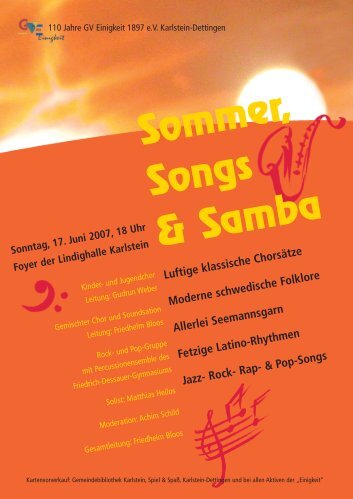 Plakat Sommer, Songs & Samba 2007 - Gesangverein Einigkeit eV ...