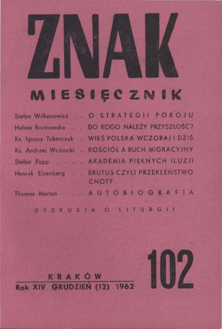 Nr 102, grudzieÅ 1962 - Znak