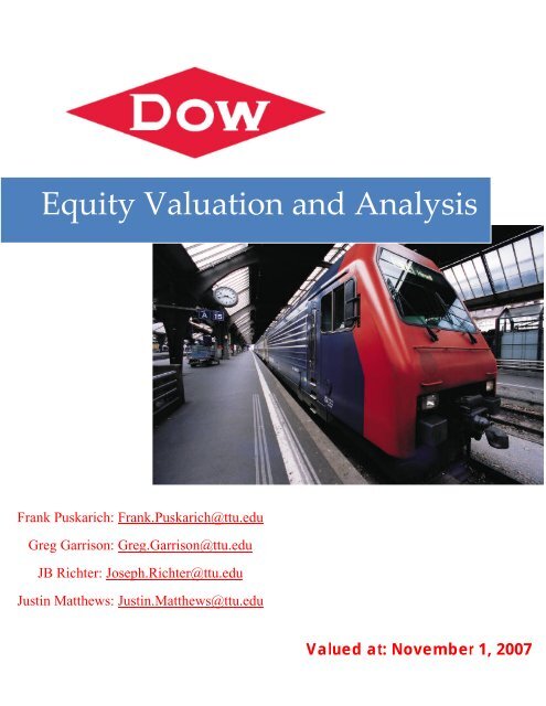 Equity Valuation and Analysis - Mark Moore