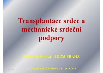 Transplantace srdce a mechanickÃ© srdeÄnÃ­ podpory - Jitka ...