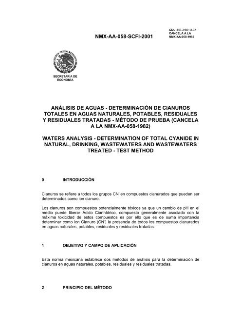 NMX-AA-058-SCFI-2001 ANÁLISIS DE AGUAS ... - CONAGUA