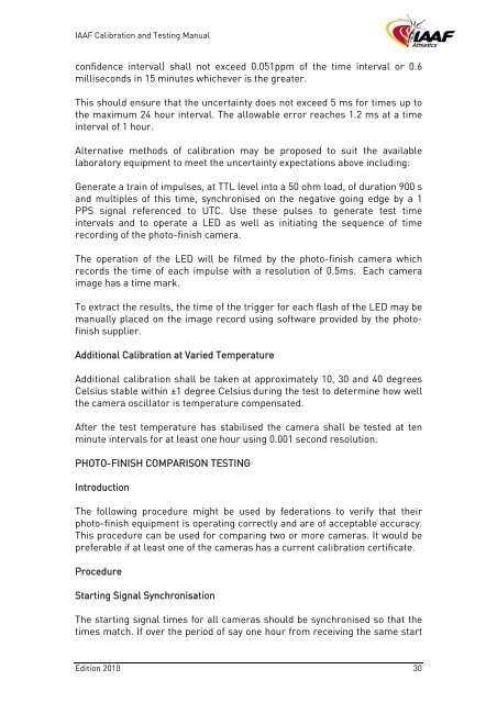 IAAF Calibration and Testing Manual - Asian Athletics Association