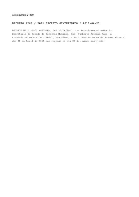 Numero de boletin: 27537 Fecha: 26/05/2011 INDICE: SecciÃ³n ...