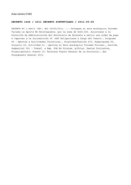 Numero de boletin: 27537 Fecha: 26/05/2011 INDICE: SecciÃ³n ...