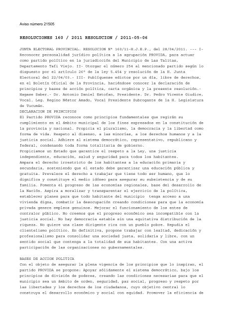 Numero de boletin: 27537 Fecha: 26/05/2011 INDICE: SecciÃ³n ...