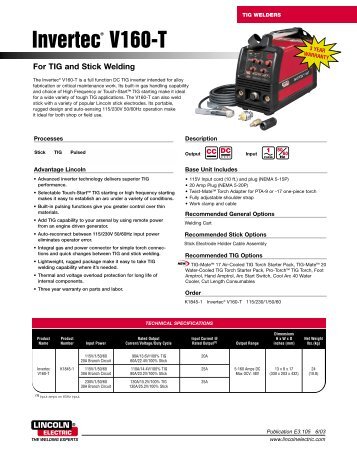 TIG Welders: Invertec V160-T - semirca, ca