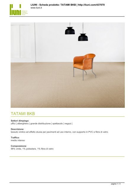 Scarica la scheda tecnica della linea prodotto TATAMI BKB - Infobuild
